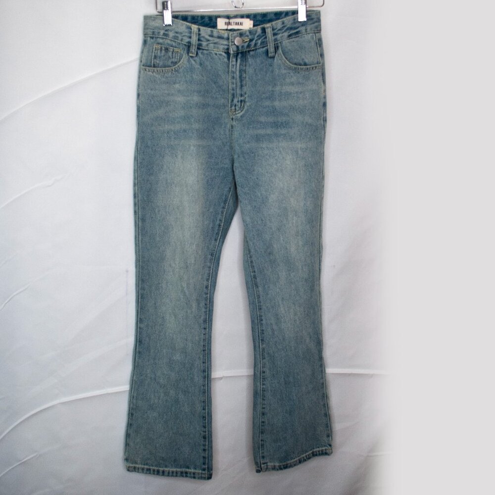 NEW Real Takai High Rise Jeans Juniors Large L Blue Street Flared Hem K06